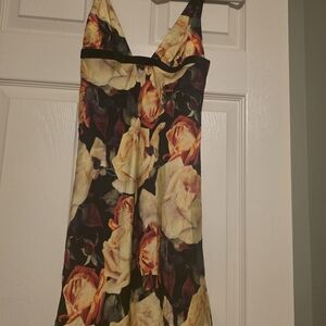 Floral Strapless Dress with Rose Pattern